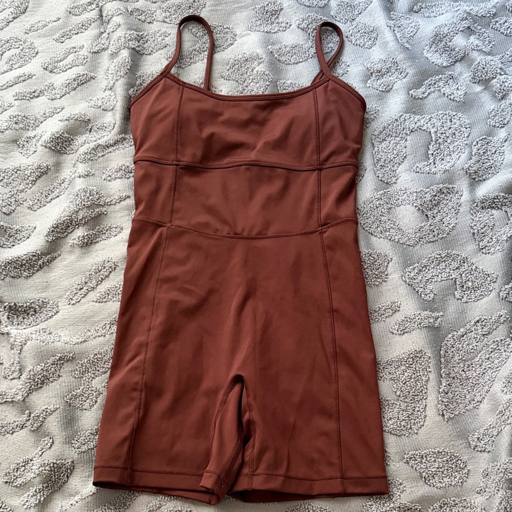 Fabletics Rust Brown Strappy Activewear Romper - image 1